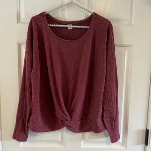 Old Navy Ladies Ribbed Round Neck Long Sleeve Twist Front Knit Top Size L